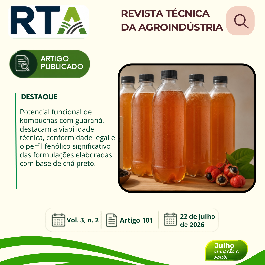 DESENVOLVIMENTO TECNOLÓGICO E POTENCIAL FUNCIONAL DE KOMBUCHAS DE CHÁ PRETO ADICIONADAS DE GUARANÁ (Paullinia Cupana)